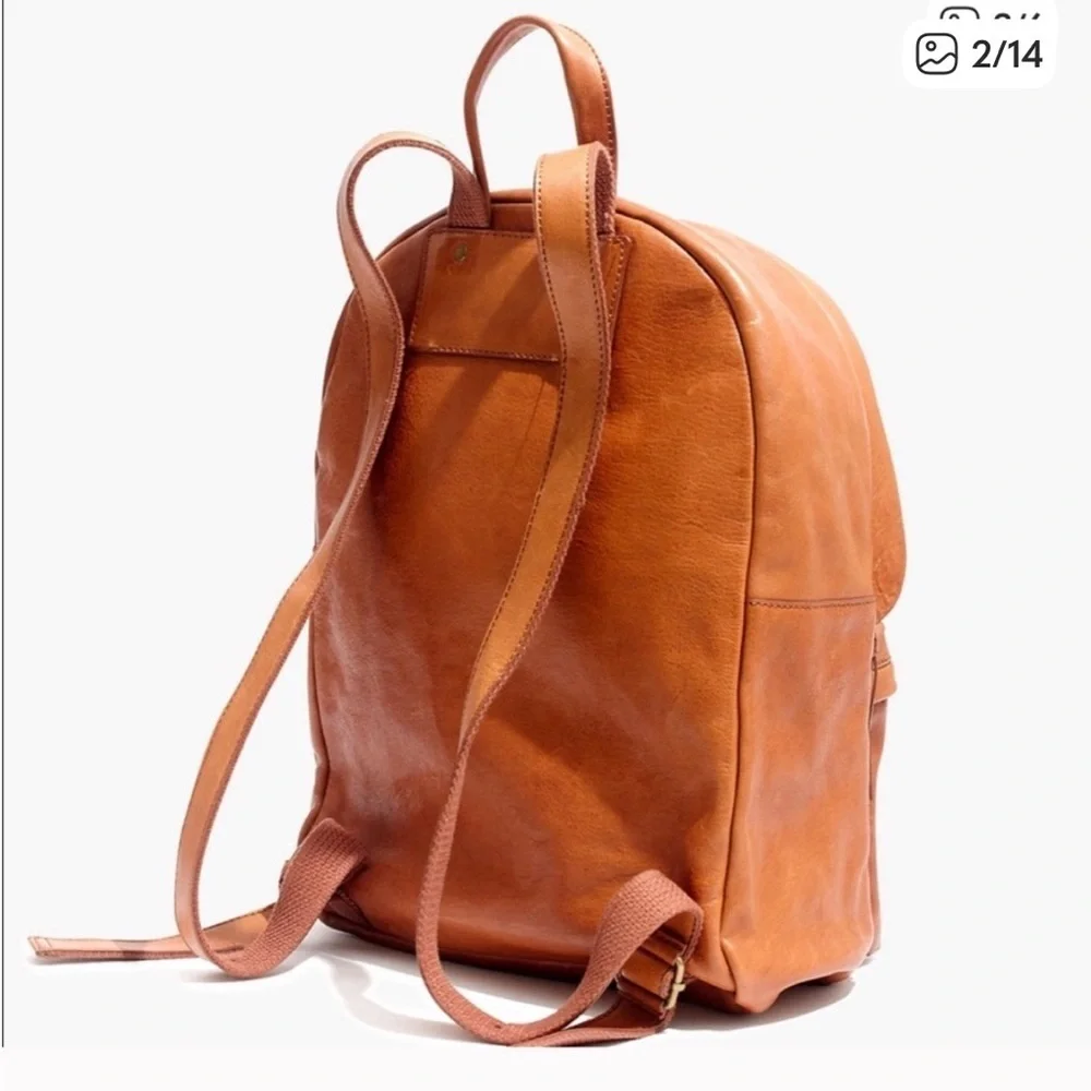 Madewell Lorimer English Saddle Leather Backpack, Cognac Brown, - Picture 3 of 7